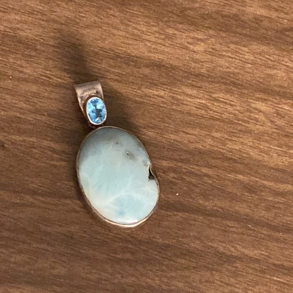 Larimar Turquoise Crystal Semi Precious Stone Pendant - Picture 5 of 6
